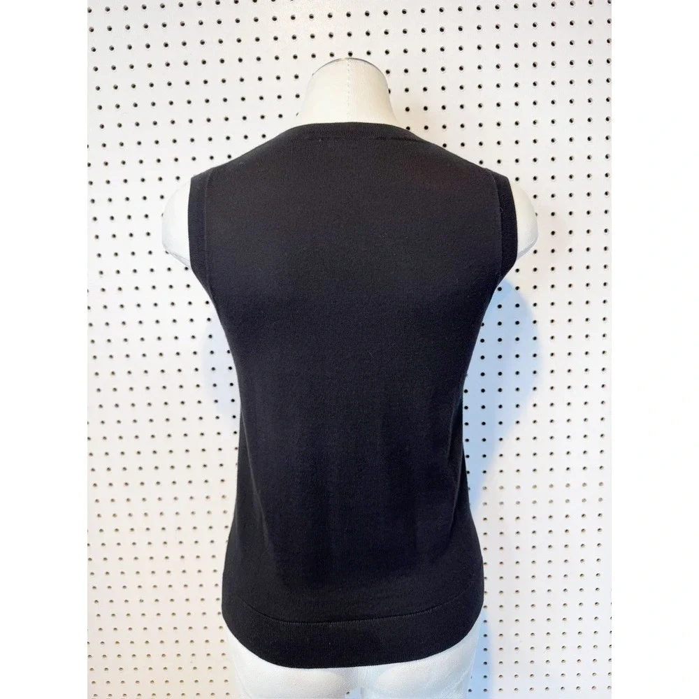 J.Crew Black | Sweater Vest 100% Cotton Knit Crewneck ‎ Sleeveless L2509 XS